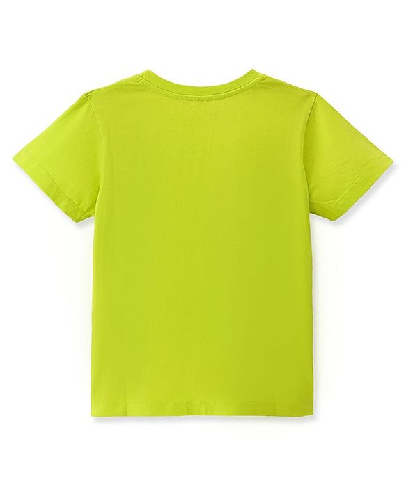 Pine Kids 100% Cotton Half Sleeves Round Neck T-Shirt Floral Print - Yellow