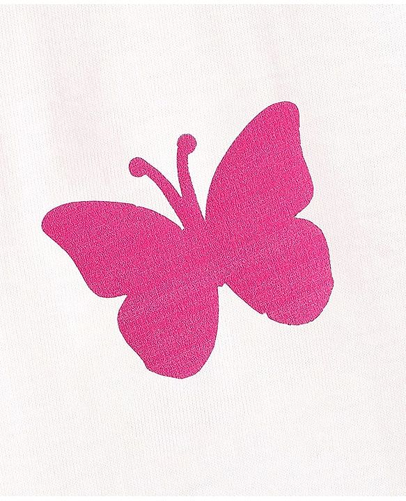 Pine Kids 100% Cotton Half Sleeves Round Neck T-Shirt Butterfly Print - Snow White