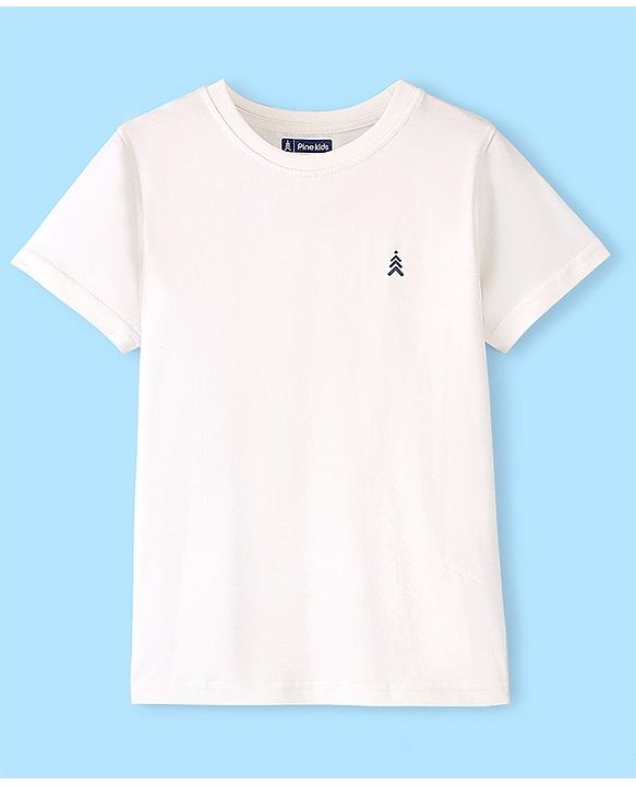Pine Kids 100 % Cotton Half Sleeves Round Neck T-Shirt - Snow White