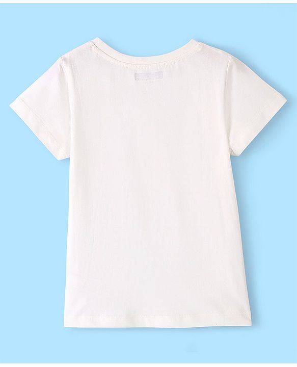 Pine Kids 100 % Cotton Half Sleeves Round Neck T-Shirt - Snow White
