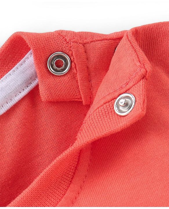 Babyhug Cotton Knit Half Sleeves T-Shirt with Dino Graphics Print - Orange