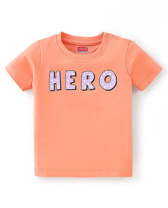 Babyhug 100% Cotton Knit Half Sleeves T-Shirt Hero Graphics - Light Orange