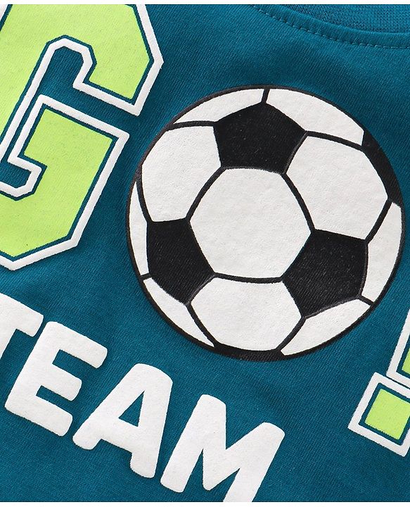 Babyhug 100% Cotton Knit Half Sleeves T-Shirt Stripes & Soccer Ball Graphics Pack Of 3 - Multicolor
