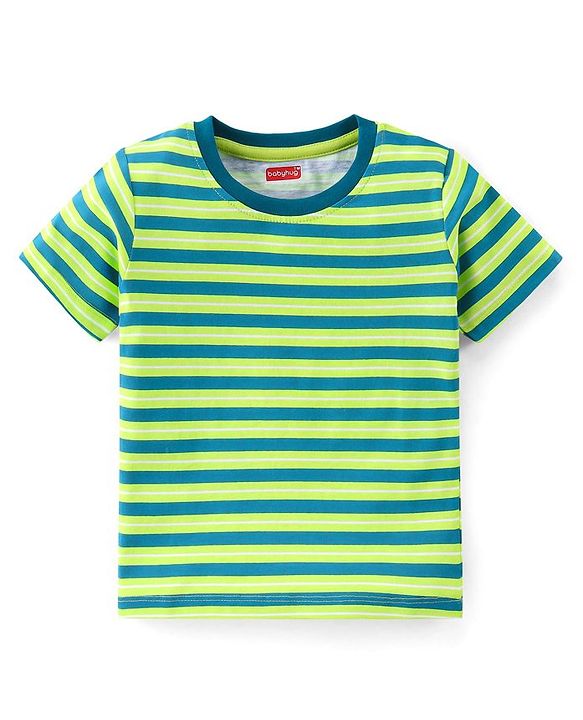 Babyhug 100% Cotton Knit Half Sleeves T-Shirt Stripes & Soccer Ball Graphics Pack Of 3 - Multicolor