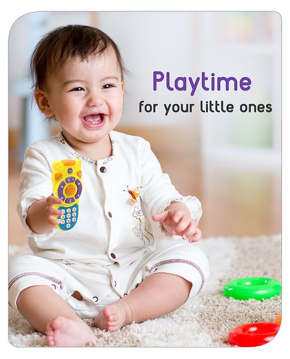 Babyhug Musical TV Remote Control Toy - Colour May Vary | Fun Sound & Light Toy for Kids | Encourages Sensory Development | Child-Safe & Non-Toxic | Ideal Gift for 3+ Months | BIS Certified