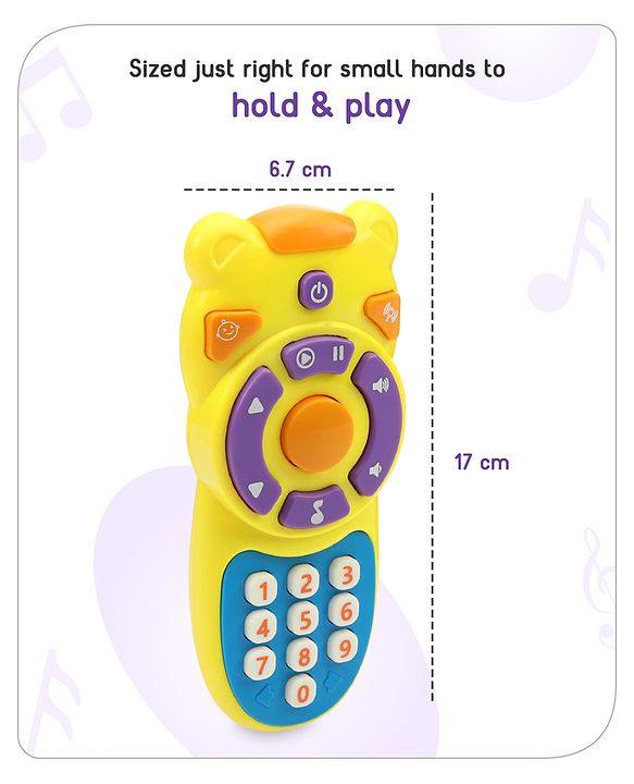 Babyhug Musical TV Remote Control Toy - Colour May Vary | Fun Sound & Light Toy for Kids | Encourages Sensory Development | Child-Safe & Non-Toxic | Ideal Gift for 3+ Months | BIS Certified