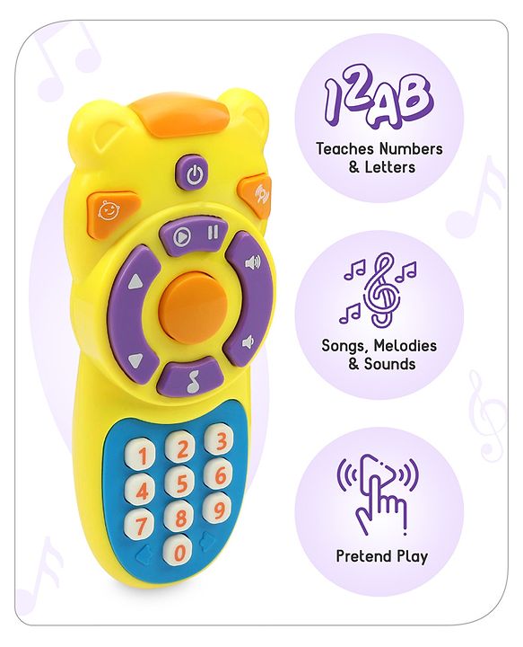 Babyhug Musical TV Remote Control Toy - Colour May Vary | Fun Sound & Light Toy for Kids | Encourages Sensory Development | Child-Safe & Non-Toxic | Ideal Gift for 3+ Months | BIS Certified