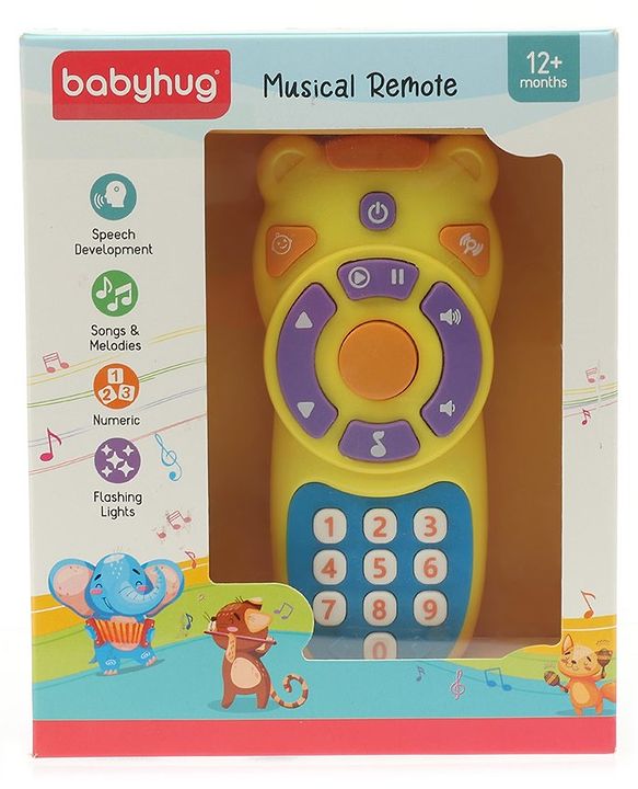 Babyhug Musical TV Remote Control Toy - Colour May Vary | Fun Sound & Light Toy for Kids | Encourages Sensory Development | Child-Safe & Non-Toxic | Ideal Gift for 3+ Months | BIS Certified