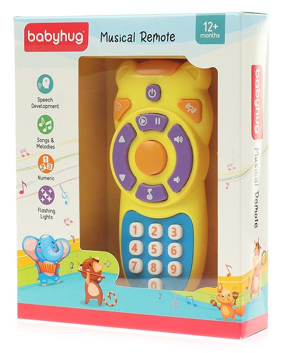 Babyhug Musical TV Remote Control Toy - Colour May Vary | Fun Sound & Light Toy for Kids | Encourages Sensory Development | Child-Safe & Non-Toxic | Ideal Gift for 3+ Months | BIS Certified