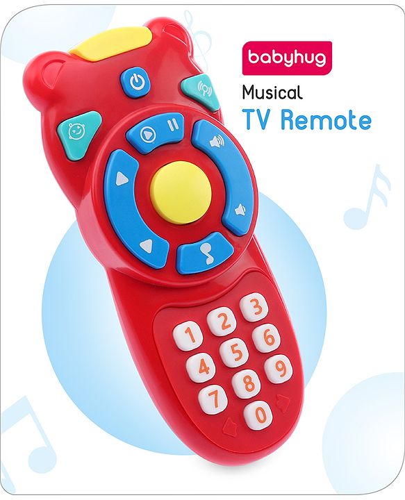 Babyhug Musical TV Remote Control Toy - Colour May Vary | Fun Sound & Light Toy for Kids | Encourages Sensory Development | Child-Safe & Non-Toxic | Ideal Gift for 3+ Months | BIS Certified