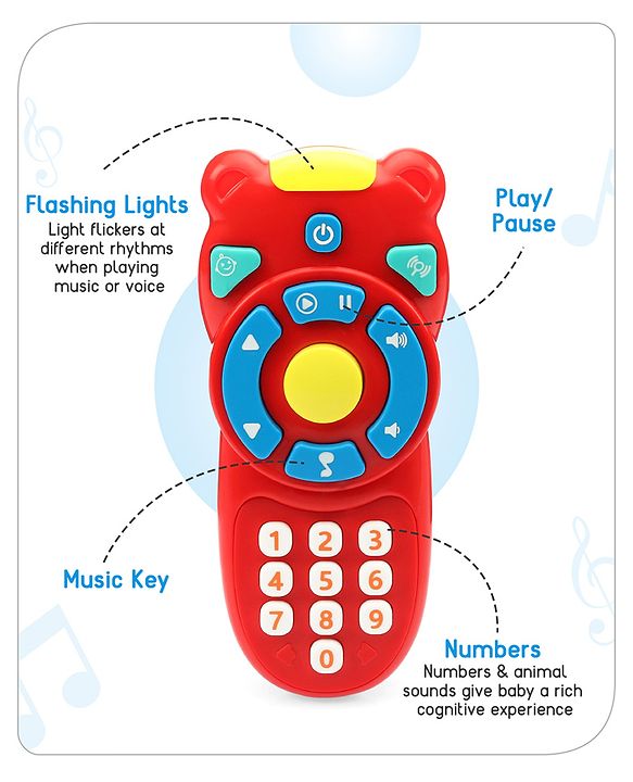 Babyhug Musical TV Remote Control Toy - Colour May Vary | Fun Sound & Light Toy for Kids | Encourages Sensory Development | Child-Safe & Non-Toxic | Ideal Gift for 3+ Months | BIS Certified