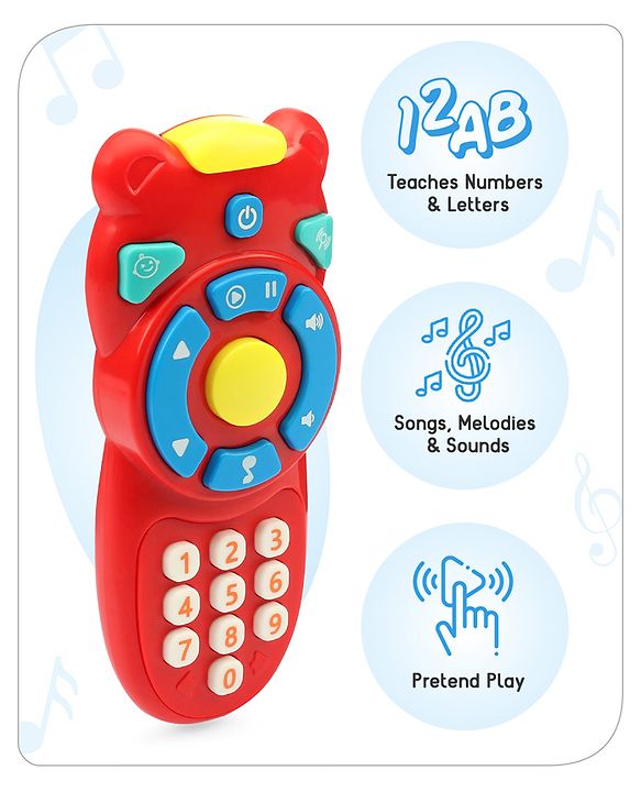 Babyhug Musical TV Remote Control Toy - Colour May Vary | Fun Sound & Light Toy for Kids | Encourages Sensory Development | Child-Safe & Non-Toxic | Ideal Gift for 3+ Months | BIS Certified