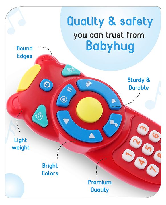 Babyhug Musical TV Remote Control Toy - Colour May Vary | Fun Sound & Light Toy for Kids | Encourages Sensory Development | Child-Safe & Non-Toxic | Ideal Gift for 3+ Months | BIS Certified