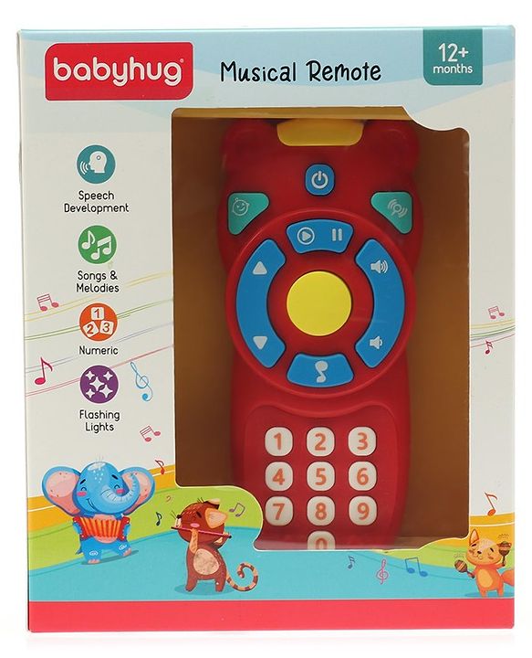 Babyhug Musical TV Remote Control Toy - Colour May Vary | Fun Sound & Light Toy for Kids | Encourages Sensory Development | Child-Safe & Non-Toxic | Ideal Gift for 3+ Months | BIS Certified