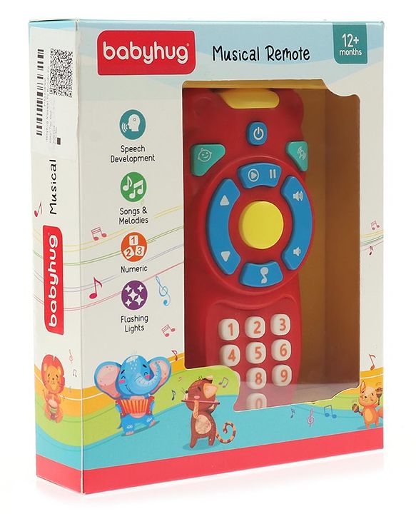 Babyhug Musical TV Remote Control Toy - Colour May Vary | Fun Sound & Light Toy for Kids | Encourages Sensory Development | Child-Safe & Non-Toxic | Ideal Gift for 3+ Months | BIS Certified