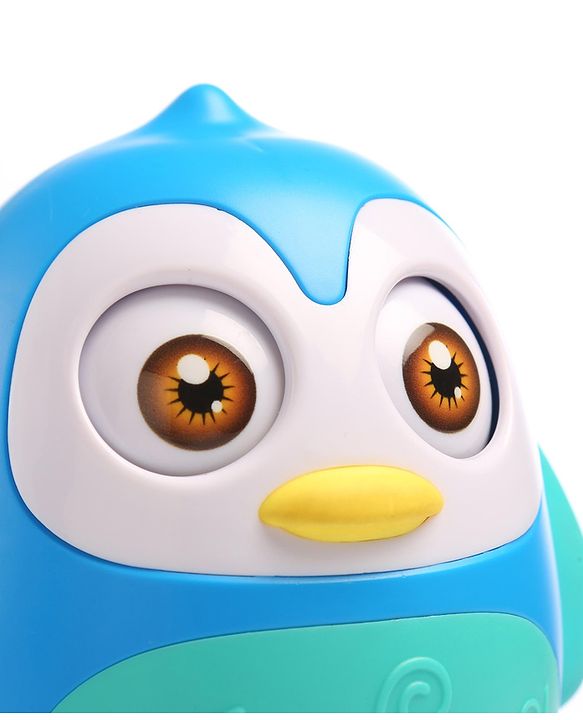 Babyhug Penguin Musical Push and Shake Eye Blinking Blue Roly Poly| Wobbling Bell Sounds For 8 Months+| Child Safe Material| Gifting Toy| BIS Certified