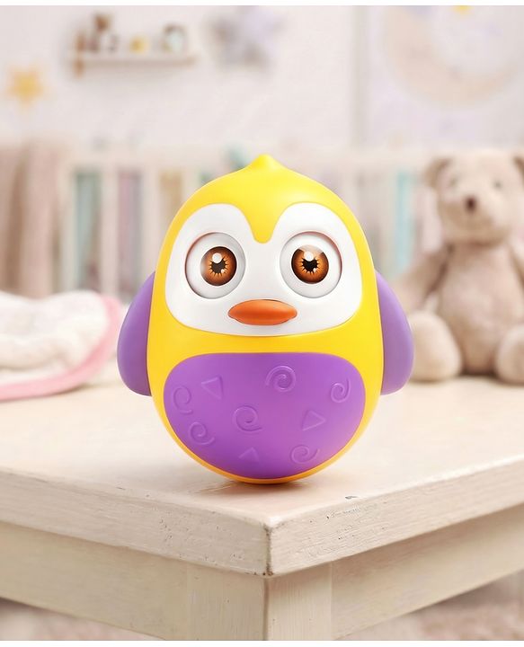 Babyhug Penguin Musical Push and Shake Eye Blinking Blue Roly Poly| Wobbling Bell Sounds For 8 Months+| Child Safe Material| Gifting Toy| BIS Certified