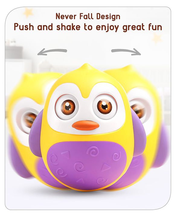 Babyhug Penguin Musical Push and Shake Eye Blinking Blue Roly Poly| Wobbling Bell Sounds For 8 Months+| Child Safe Material| Gifting Toy| BIS Certified
