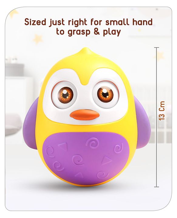 Babyhug Penguin Musical Push and Shake Eye Blinking Blue Roly Poly| Wobbling Bell Sounds For 8 Months+| Child Safe Material| Gifting Toy| BIS Certified