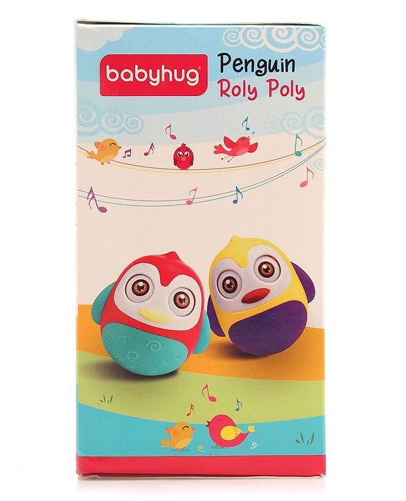 Babyhug Penguin Musical Push and Shake Eye Blinking Blue Roly Poly| Wobbling Bell Sounds For 8 Months+| Child Safe Material| Gifting Toy| BIS Certified