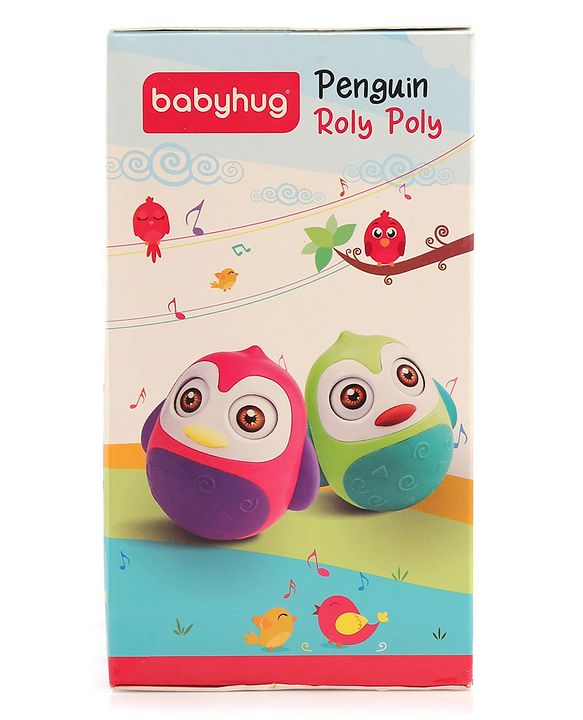 Babyhug Penguin Musical Push and Shake Eye Blinking Blue Roly Poly| Wobbling Bell Sounds For 8 Months+| Child Safe Material| Gifting Toy| BIS Certified