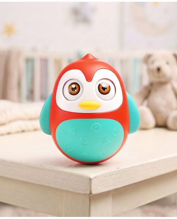 Babyhug Penguin Musical Push and Shake Eye Blinking Blue Roly Poly| Wobbling Bell Sounds For 8 Months+| Child Safe Material| Gifting Toy| BIS Certified