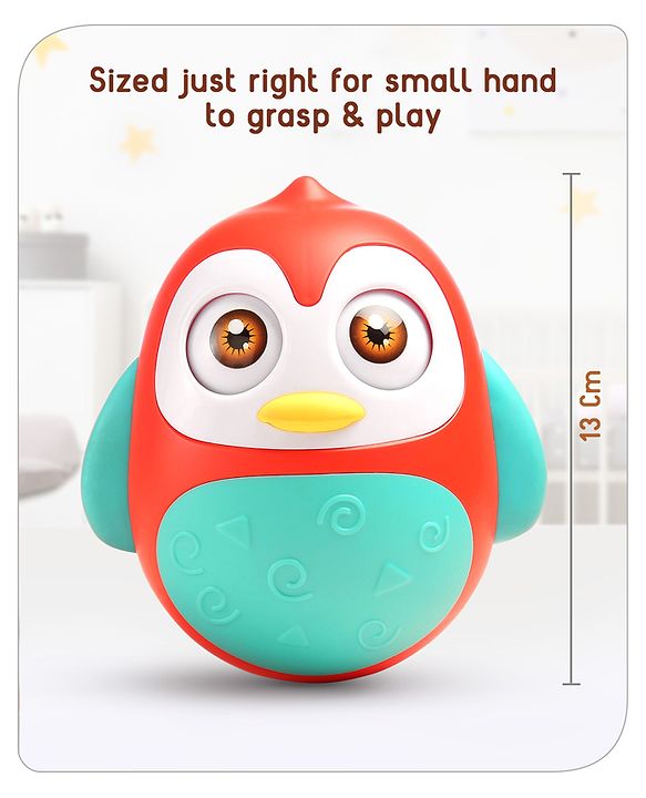Babyhug Penguin Musical Push and Shake Eye Blinking Blue Roly Poly| Wobbling Bell Sounds For 8 Months+| Child Safe Material| Gifting Toy| BIS Certified