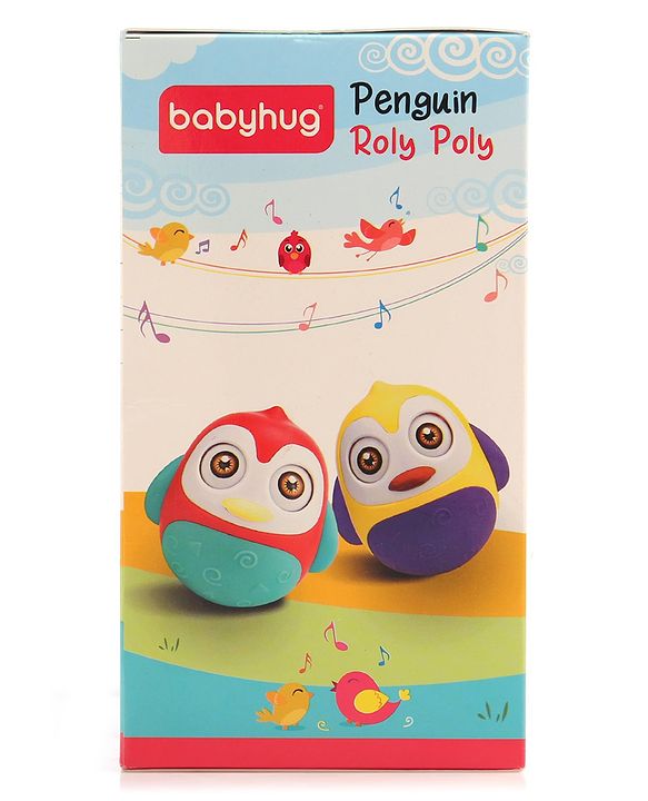 Babyhug Penguin Musical Push and Shake Eye Blinking Blue Roly Poly| Wobbling Bell Sounds For 8 Months+| Child Safe Material| Gifting Toy| BIS Certified