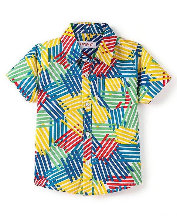 Babyhug Cotton Knit Half Sleeves Striped Shirt - Multicolour