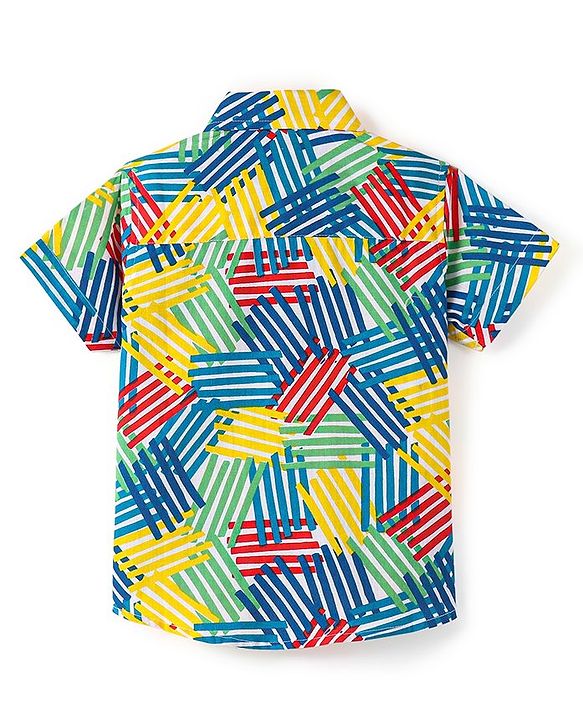 Babyhug Cotton Knit Half Sleeves Striped Shirt - Multicolour
