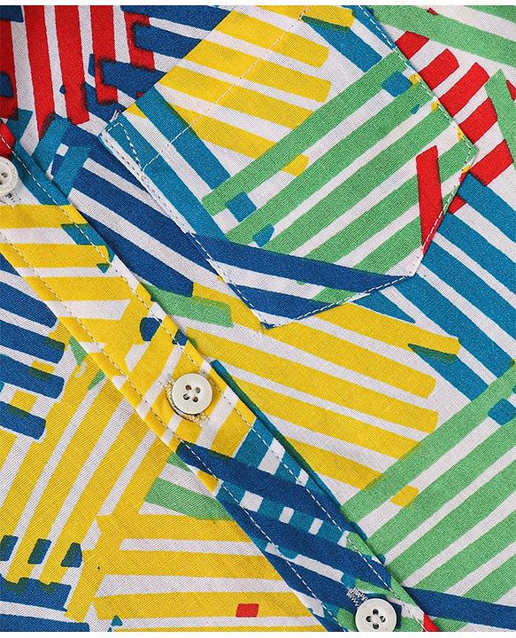 Babyhug Cotton Knit Half Sleeves Striped Shirt - Multicolour