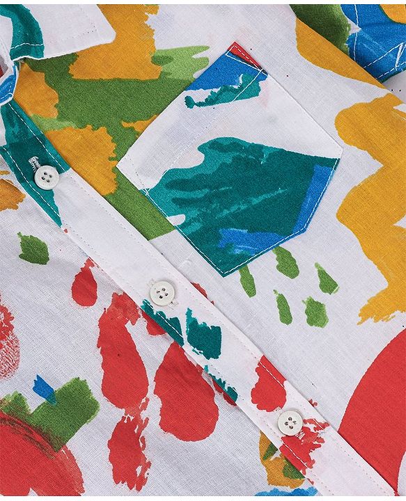 Babyhug Cotton Knit Half Sleeves Abstract Printed Shirt - Multicolour