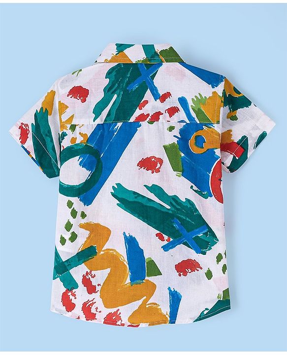 Babyhug Cotton Knit Half Sleeves Abstract Printed Shirt - Multicolour