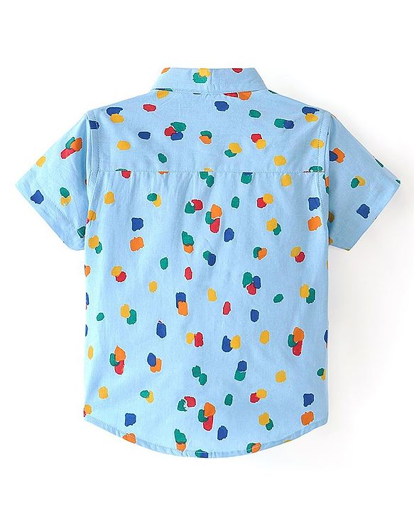 Babyhug 100% Cotton Woven Half Sleeves Abstract Printed Shirt - Blue