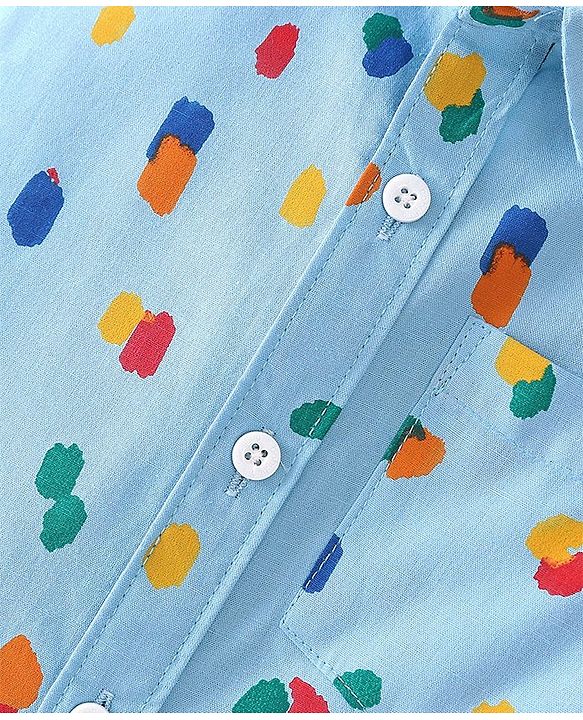 Babyhug 100% Cotton Woven Half Sleeves Abstract Printed Shirt - Blue