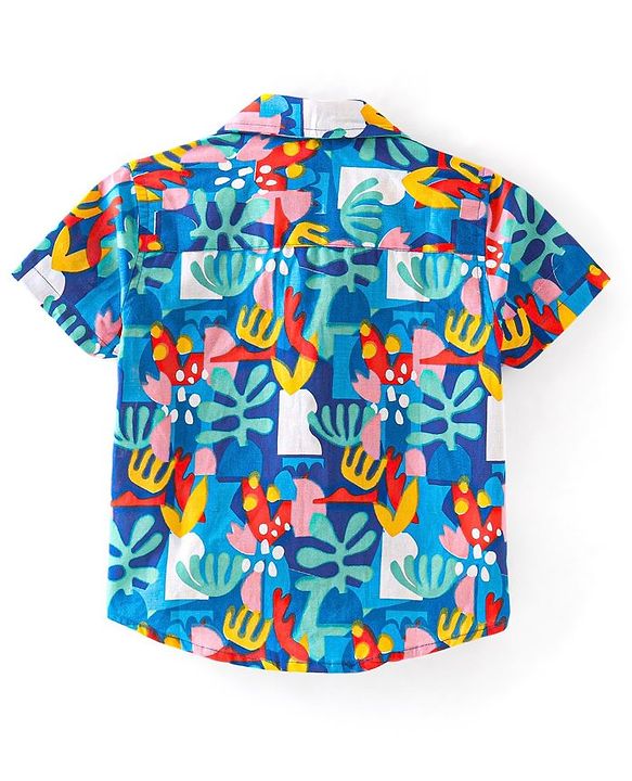 Babyhug 100% Cotton Half Sleeves Shirt Abstract Print - Blue