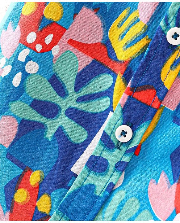 Babyhug 100% Cotton Half Sleeves Shirt Abstract Print - Blue