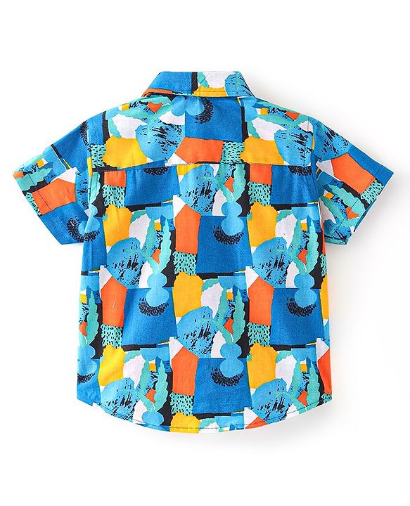 Babyhug 100% Cotton Woven Half Sleeves Shirt Abstract Print - Multicolour