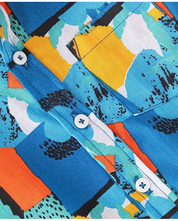Babyhug 100% Cotton Woven Half Sleeves Shirt Abstract Print - Multicolour