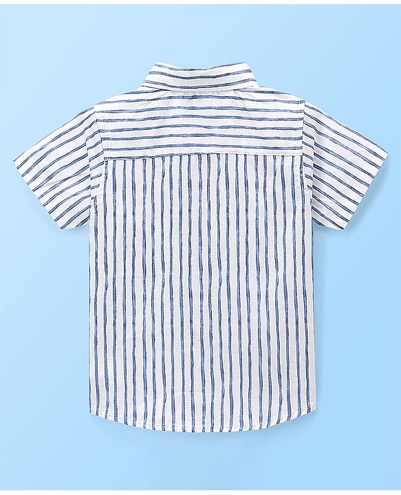 Babyhug 100% Cotton Half Sleeves Striped Shirt - White