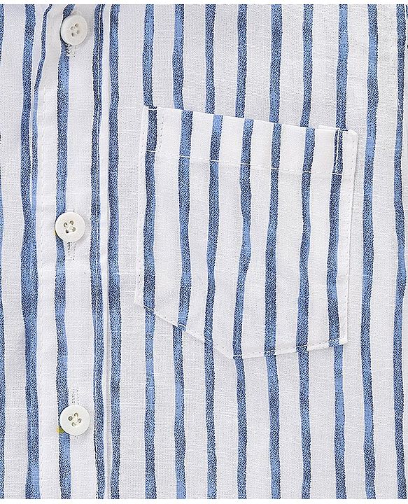 Babyhug 100% Cotton Half Sleeves Striped Shirt - White