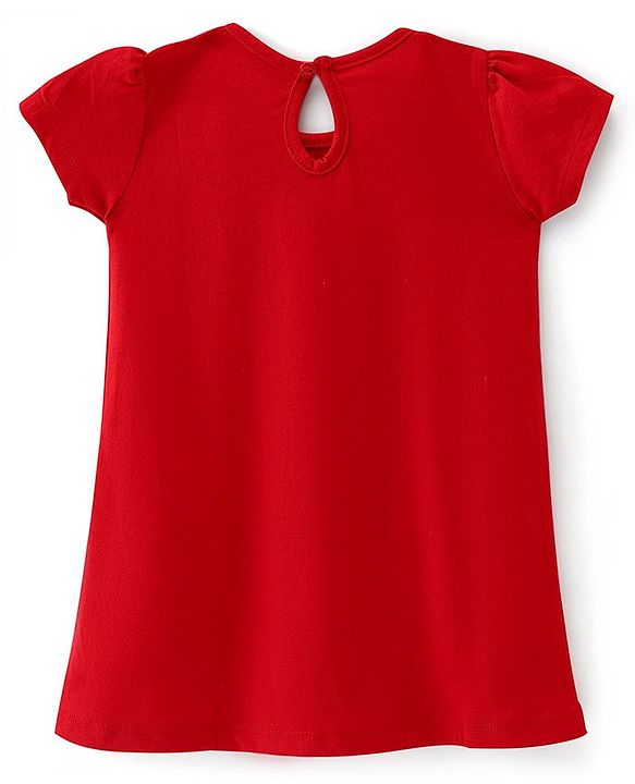 Babyhug 100% Cotton Single Jersey Knit Half Sleeves Frock Floral Print Pack Of 2 - Red & White