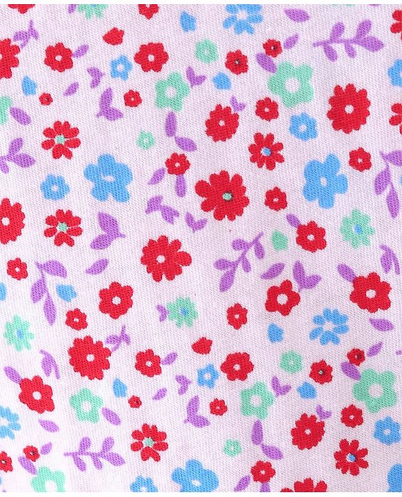Babyhug 100% Cotton Single Jersey Knit Half Sleeves Frock Floral Print Pack Of 2 - Red & White