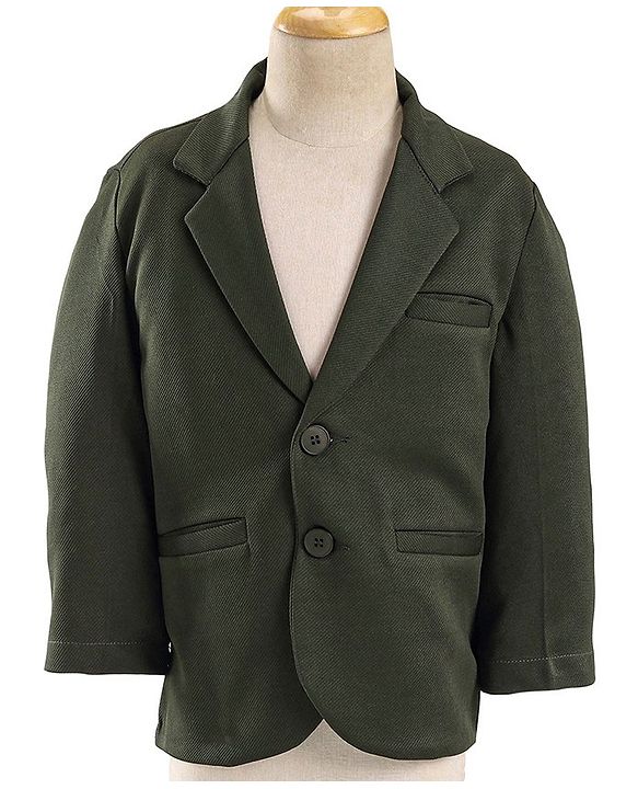 Babyhug Full Sleeves Party Wear Blazer With Graphic Printed T-Shirt - Green & White