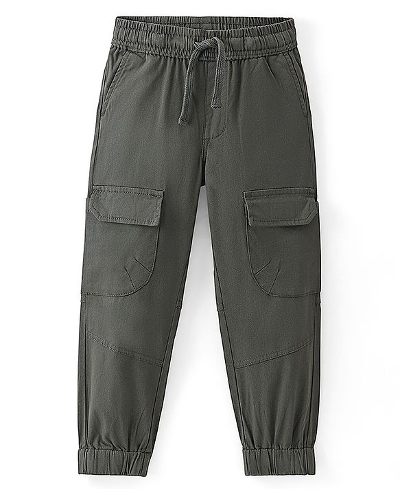 Pine Kids Cotton Elastane Woven   Full Length Jogger -Olive Green