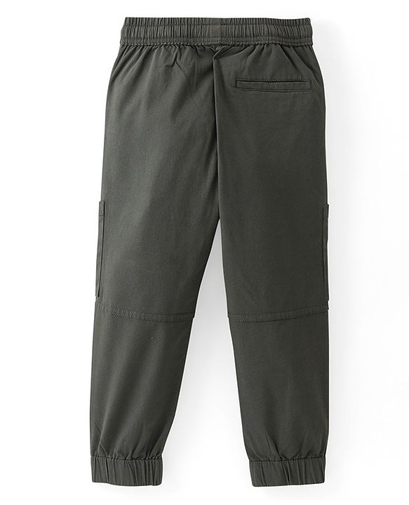 Pine Kids Cotton Elastane Woven   Full Length Jogger -Olive Green