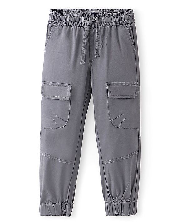 Pine Kids Cotton Elastane Woven   Full Length Jogger -Grey