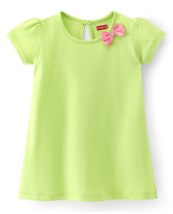 Babyhug 100% Cotton Single Jersey Knit Half Sleeves Frock Floral Print Pack Of 2 - Pink & Green