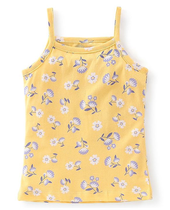 Babyhug 100% Cotton Knit Sleeveless Slips Floral Print Pack of 3 - Multicolor