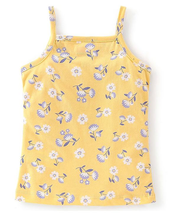 Babyhug 100% Cotton Knit Sleeveless Slips Floral Print Pack of 3 - Multicolor